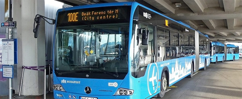 Express Bus 100E from Budapest Airport to Budapest Center (Deák Ferenc tér)