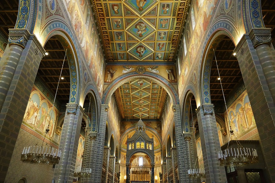 The Pécs Cathedral, officially known as the Cathedral of St. Peter and St. Paul (Pécsi Székesegyház). The interior blends various architectural styles, reflecting the different periods of its construction and renovation.